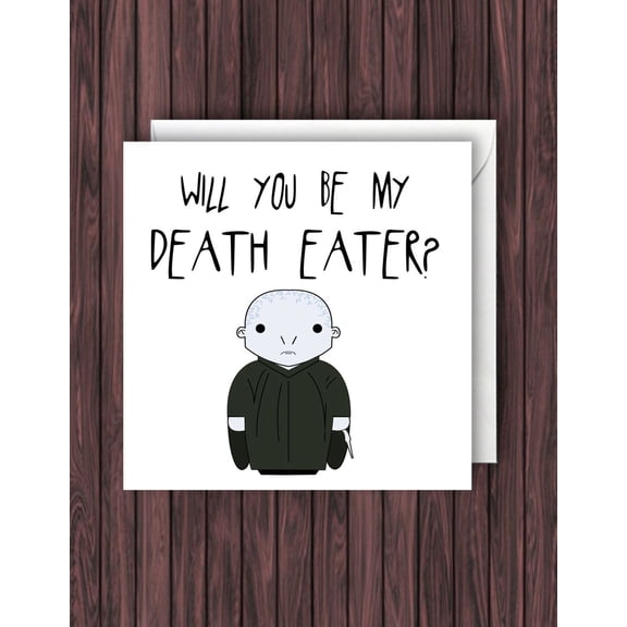 Funny Halloween Greeting Card – "Will You Be My Death Eater?" – Perfect for Wizarding World fans – Envelope Included, Blank Inside – Ideal for Spooky Celebrations