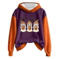 thumbnail image 1 of Funny Halloween Hoodies for Women Long Sleeve Graphic Sweatshirts with Pockets Ghost Cute Fleece Lined Sweat Shirts Purple, M, 1 of 4