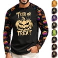 thumbnail image 1 of Funny Halloween Long Sleeve Shirts for Men Spooky Ghost Witch Pumpkin Moisture Wicking Basic Workout Tops for Holiday Wear, 1 of 5