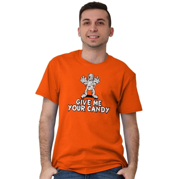 Funny Halloween Mummy Give Me Candy Plus Size Crewneck Graphic Tee Shirt Brisco Brands 3X