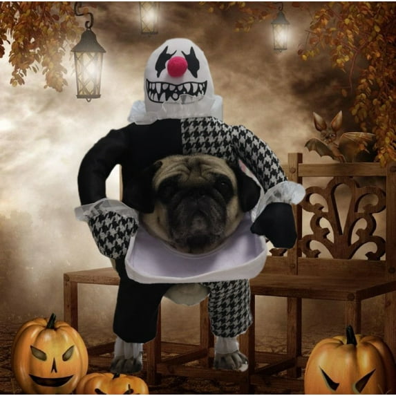 Funny Halloween Pet Cosplay Costumes Dog Cat Clown Clothes Bichon Schnauzer Halloween Costume for Dog Dog Clothes (black,L-under 10kg)