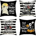 thumbnail image 1 of Funny Halloween Pillow Covers, 18x18 Halloween Throw Pillow Cover, Nightmare before Halloween Decorations, Set of 4 Nightmare Christmas Cushion Cases, Jack Sally Bed Couch Sofa Decor Party Supplies, 1 of 7