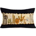 thumbnail image 1 of Funny Halloween Pillow Covers Pumpkin Cat Maple Leaf with Ghost Pillows Decorative Pillow Case Cotton Linen 12x20 Inch Black Background Rectangle Pillow Cover for Sofa Bedroom (FGB 25), 1 of 4