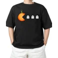 thumbnail image 1 of Funny Halloween Pumpkin Eating Ghost Mask Adult Sz S-4XL T-Shirt, 1 of 2