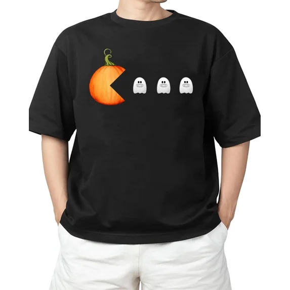 Funny Halloween Pumpkin Eating Ghost Mask Adult Sz S-4XL T-Shirt