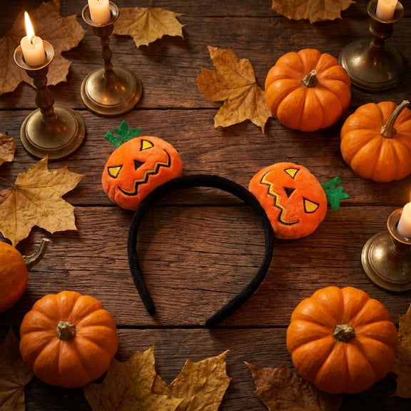 Funny Halloween Pumpkin Headband, Cute Plush Pumpkin Hair Hoop with Spooky Smile Face, Novelty Costume Accessory for Adults Kids Party, Trick-or-Treat, Cosplay