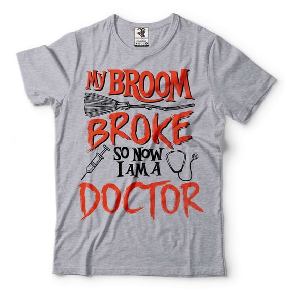 Funny Halloween Shirt Halloween Doctor Costume I Am A Doctor Shirt Halloween Gifts (Small Grey)