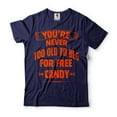 thumbnail image 1 of Funny Halloween Shirt Humorous Gifts You"re Never Too Old To Beg For Free Candy Shirt (XX-Large Navy Blue), 1 of 6