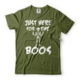 thumbnail image 1 of Funny Halloween Shirt Just Here For The Boos Shirt Halloween Humorous Gifts Skeleton Funny Shirt (3X-Large Military Green), 1 of 6