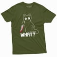 thumbnail image 1 of Funny Halloween Shirt What Killer Cat with Bloody Knife Humor Shirt sarcastic Tee (Medium Military Green), 1 of 6