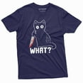 thumbnail image 1 of Funny Halloween Shirt What Killer Cat with Bloody Knife Humor Shirt sarcastic Tee (X-Large Navy Blue), 1 of 5