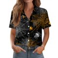 thumbnail image 1 of Funny Halloween Shirts for Women Plus Size V Neck Short Sleeve Button Down Fall Holiday Halloween T Shirts, 1 of 4