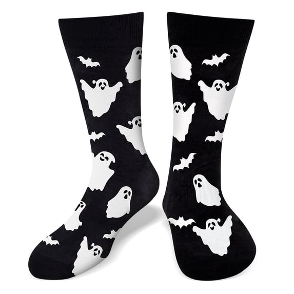 Funny Halloween Socks for Men Women Teen Boys - Ghost Spooky Bats Fun Novelty Crazy Funky Silly Cute Dress Crew Cool Socks - Halloween Gifts Costumes