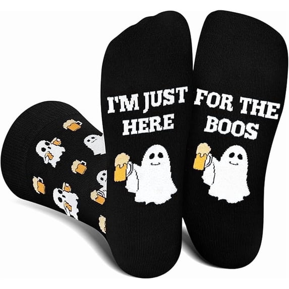 Funny Halloween Socks for Men Women Teen Boys- Ghost Spooky Fun Novelty Cute Crazy Funky Dress Crew Cool Sock - Halloween Gifts Stockings Costumes Gifts