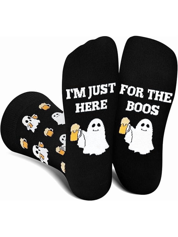 Funny Halloween Socks for Men Women Teen Boys- Ghost Spooky Fun Novelty Cute Crazy Funky Dress Crew Cool Sock - Halloween Gifts Stockings Costumes Gifts