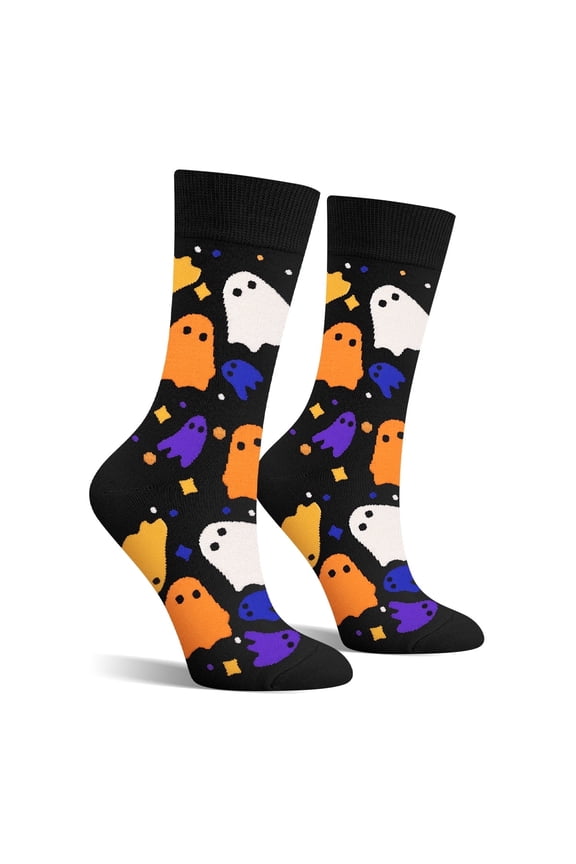 Funny Halloween Socks for Women & Teen Girls - Ghost Spooky Fun Cute Womens Novelty Crazy Funky Dress Crew Socks - Halloween Gifts Stockings Costumes
