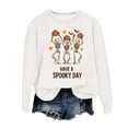 thumbnail image 1 of Funny Halloween Sweatshirts for Women Long Sleeve Crewneck Cute Ghost Skeleton Pumpkin Graphic Sweatshirt Pullover Top, 1 of 4