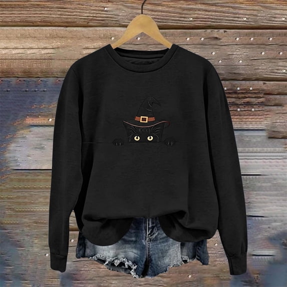 Funny Halloween Sweatshirts for Women Spooky Vibes Only Crewneck Fall Outfits Cute Ghost Graphic Tops for Autumn