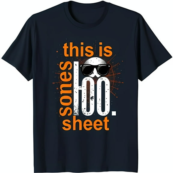 Funny Halloween T-Shirt This is Some Hoo Sheet with Sunglasses Design