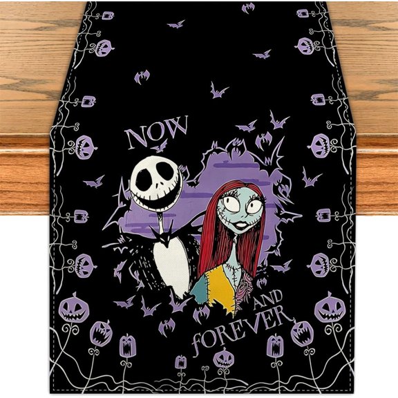 Funny Halloween Table Runner White Kull Spider Web Kitchen Dining Table Decor Halloween Decorations for Home-72 Inches Long