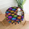thumbnail image 1 of Funny Halloween Tablecloth, Funny Pumpkin Table Cloth Washable Reusable Round Tablecloth 60 Inch for Home Party Dining Table Decor, 1 of 6