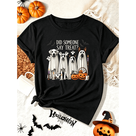 Funny Halloween Tee Did Someone Say Treat Spooky Dog Ghost Shirt