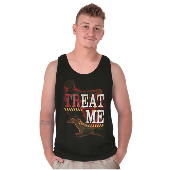 Funny Halloween Zombie Pun Treat Me Plus Size Graphic Tank Top Brisco Brands 3X