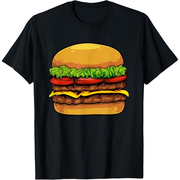 Funny Hamburger Art For Kids Men Women Cheeseburger Lover T-Shirt