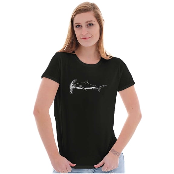 Funny Hammerhead Shark Animal Pun Womens Slim Fit Graphic Tee Brisco Brands L