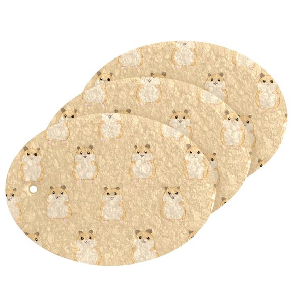Funny Hamsters Cellulose Cleaning Sponge Set 3 Pack Compressed Kitchen Scrubber for Dishes