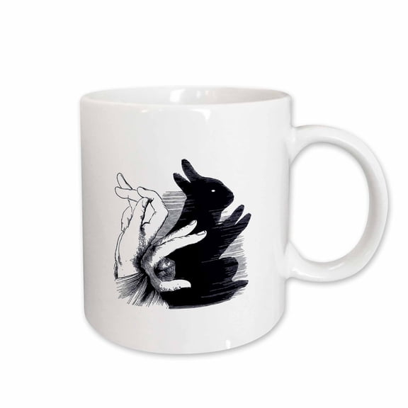 3drose, Funny Hand Shadows Design with Bunny Rabbit Shadow, 15oz Mug