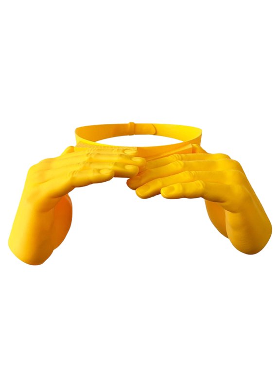 Funny Hand Shaped Sun Visor Hat, Adjustable Elastic Headband Yellow Sunshade Cap, Outdoor Sun Protection Hat for Beach Festival Hiking Camping Theme Park