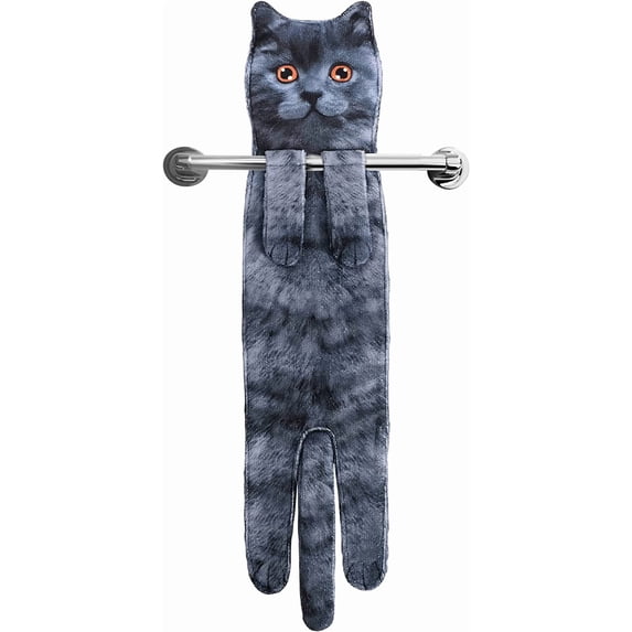 Cat Funny Hand Towels for Bathroom Kitchen - Cute Decorative Decor Hanging Washcloths Face Towels Super Absorbent Soft - Housewarming Birthday Christmas Fun Gifts for Women Cat Lovers