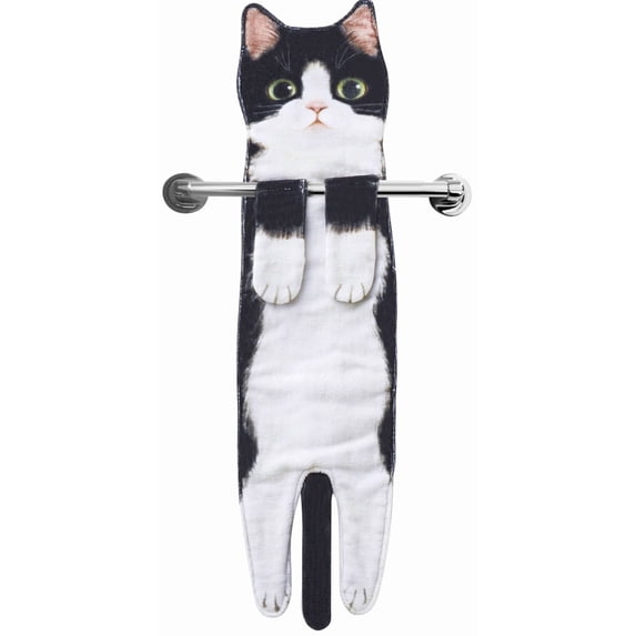 Funny Cat Hand Towels - Cute Decorative Washcloths & Face Towels - Super Absorbent Soft - Housewarming, Birthday, Valentine,Christmas Gifts for Women Cat Lovers