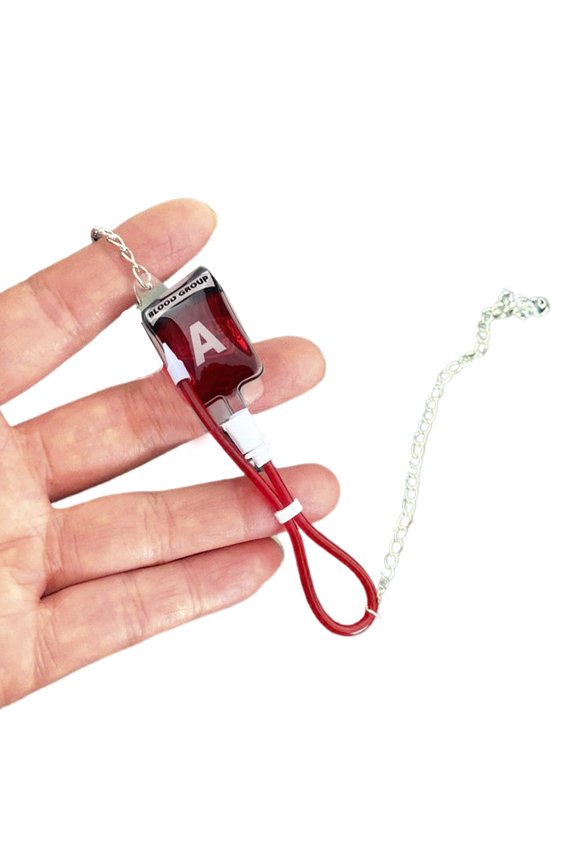 Funny Handmade Lightweight Vintage Simulation Plasma Blood Bag Dangle Earrings Blood Type Punk Necklace for Women
