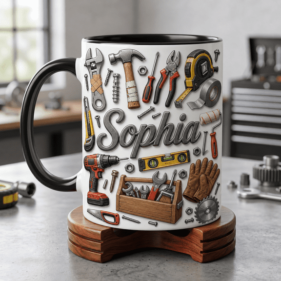 Funny Handyman Mug 2D Printed 3D Effect Mr Fix It Gift for DIY Tool Lovers