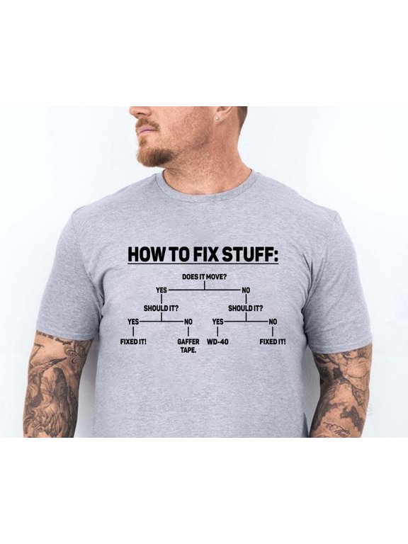 Funny Handyman T-Shirt for Men, How to Fix Stuff Graphic Tee, DIY Tool Dad Gift, Fix It Guy Shirt, Father's Day Gift