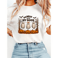 thumbnail image 1 of Funny Hanging Ghosts Graphic Tees Hangin' With My Boos Design Print Tshirts Short Sleeve Casual Halloween Tops Cotton Shirts White,S, 1 of 6