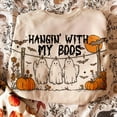 thumbnail image 1 of Funny Hanging Ghosts Halloween Shirt, Hangin’ With My Boos Shirt, Cute Pumpkin Bat 190616, 1 of 5