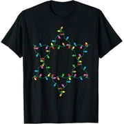 QZDJ Funny Hanukkah Christmas Lights Star of David T-Shirt