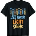 thumbnail image 1 of Funny Hanukkah Let Your Light Shine Menorah Adults Kids T-ShirtMen and women, Black T-shirt, size: Extra large, 1 of 4