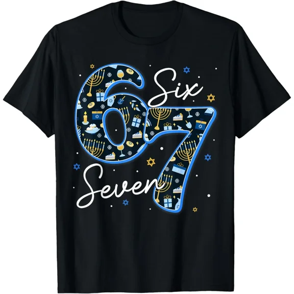 Funny Hanukkah Sixty Seven 67 Meme Festive Holiday School Humor Graphic Art Unisex T-Shirt ,up to size 5XL