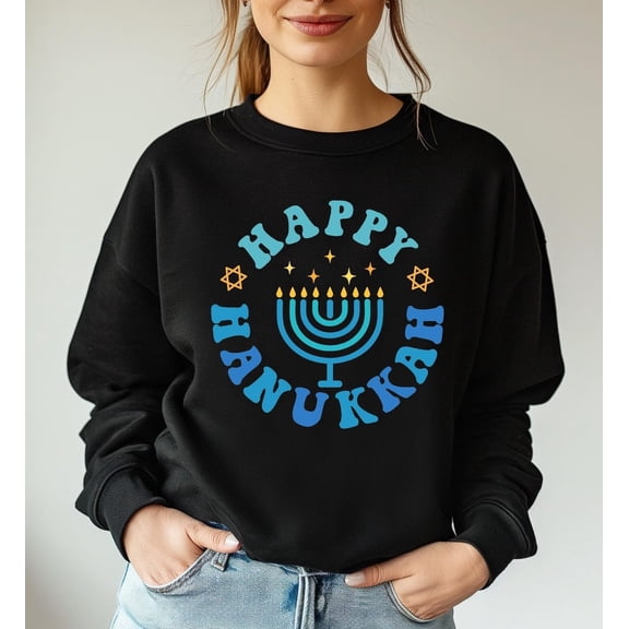 Funny Hanukkah Sweatshirt, Jewish Family Humor Design, Menorah and Latke Print, Unisex Adult, Casual Everyday Wear, SIZE S-4XL