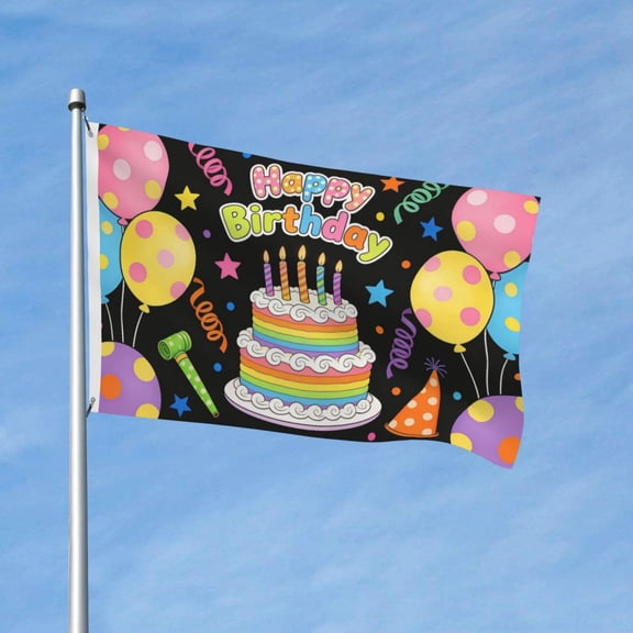 Funny Happy Birthday Garden Flags for Outside 3x5 Ft Double Sided Large House Flag Birthday Cake Flags Housewarming Gifts for Women Men Birthday Party Wall Yard Outdoor Patio Decor
