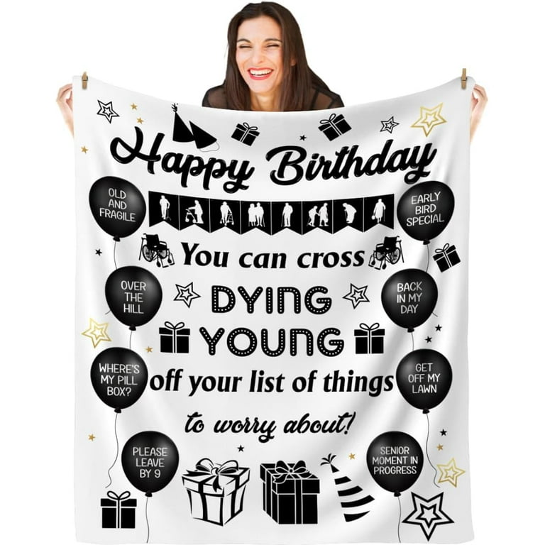 Funny Happy Birthday Throw Blanket for Men Women Unique Over