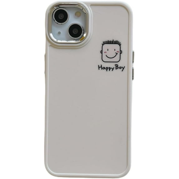 Funny Happy Boy and Lucky Girl Face Couples Soft for iPhone Case (Boy,iPhone 13 Pro Max)