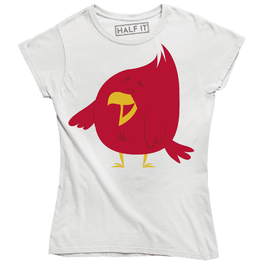 Funny Happy Cute Little Red Bird Women's Cartoon Childish TShirt