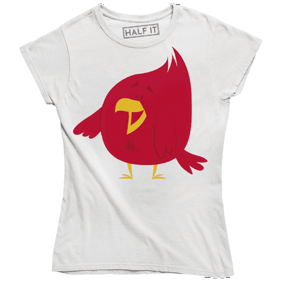 Funny Happy Cute Little Red Bird Women's Cartoon Childish T-Shirt