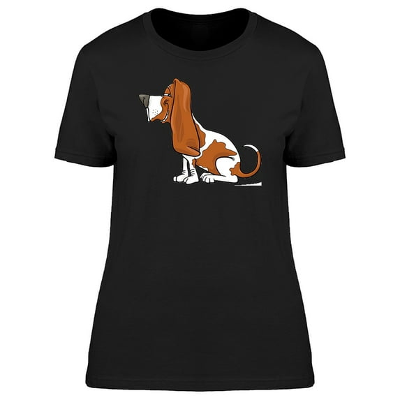 Funny Happy Dog Cartoon T-Shirt Women -Image by Shutterstock, Female Large