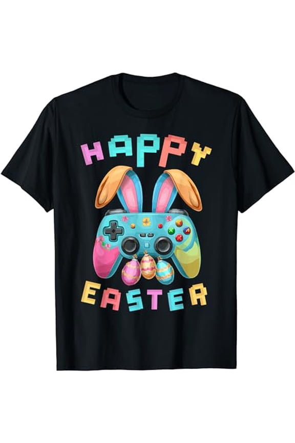 Funny Happy Easter Bunny Gaming Controller Gamer Boys T-Shirt